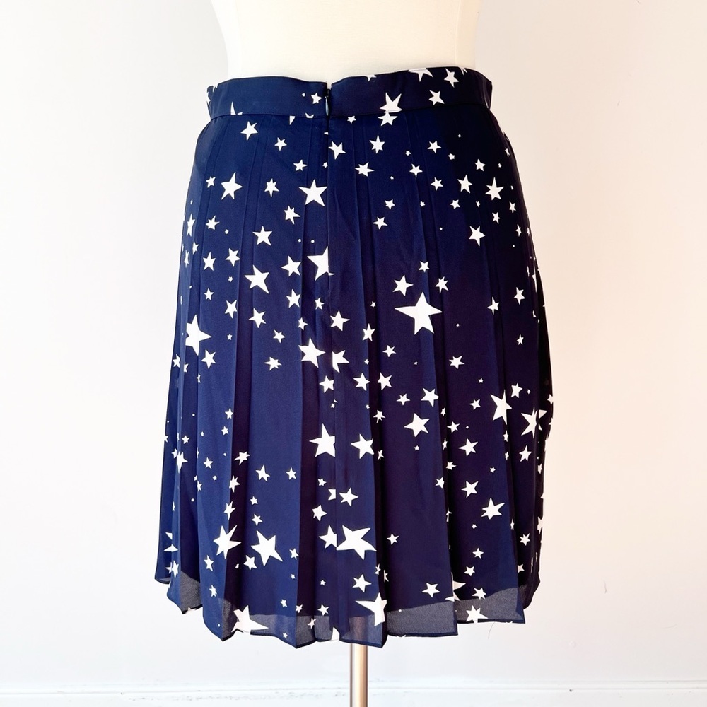 NWT J. Crew Navy Star Skirt Pleated Midi Dark Blue Chiffon Fully Lined‎ - Picture 3 of 7